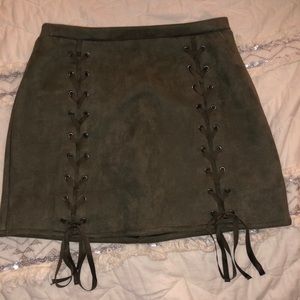 Olive lace up skirt